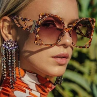 big frame square luxury brand sunglasses women fashion hollow oversized shades uv400 vintage speckled glasses oculos de sol