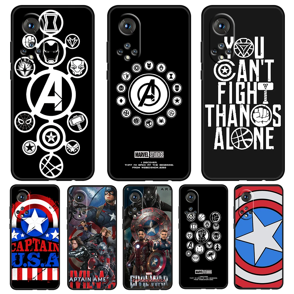 

Marvel Avengers Cool Logo For Honor 60 50 20 SE Pro X30 10X 10i 10 9X 9A 8X 8A Lite Silicone Soft TPU Black Phone Case Cover