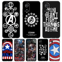 marvel avengers cool logo for honor 60 50 20 se pro x30 10x 10i 10 9x 9a 8x 8a lite silicone soft tpu black phone case cover