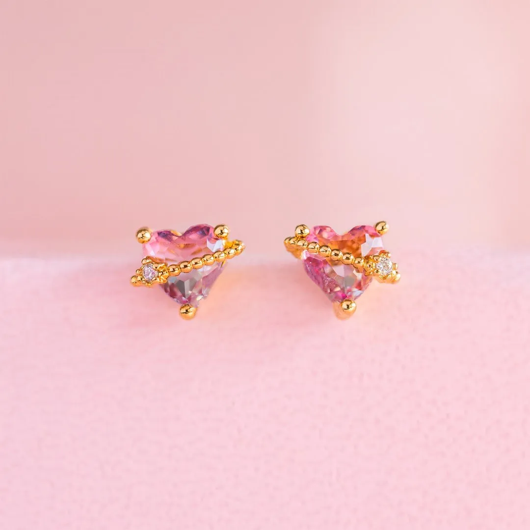 

Pink Peach Heart 925 Silver Needle Stud Earrings for Girl Romantic Love Heart Exquisite Earrings Fashion Jewelry Gift