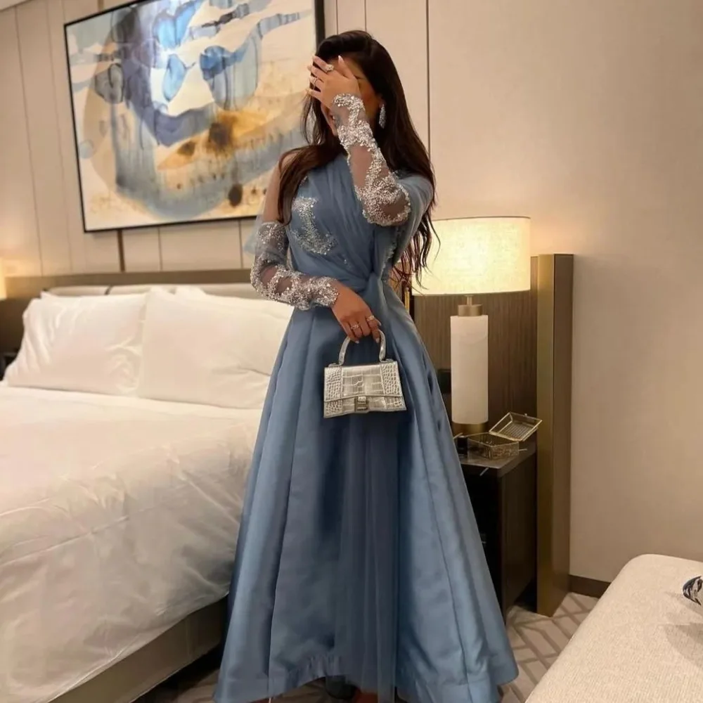 

FLORINE TULIRAIN Satin Summer A-Line Evening Dress Floor-Length Fashion Lace Sequined Prom Gown For Charming Women 2023