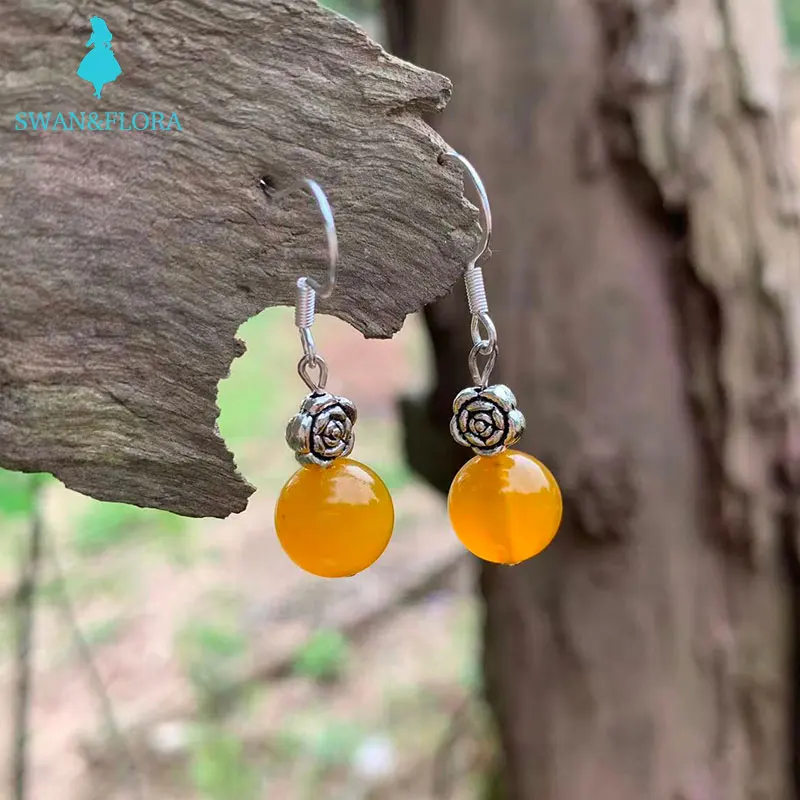 

100% Genuine Natural agate Earrings 925 Sterling Silver for women Jewelry Gift handmade