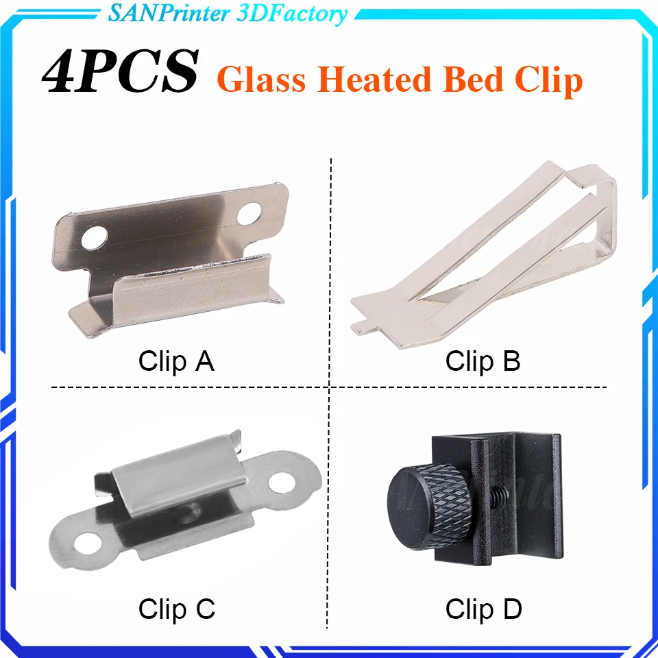 

4pcs Stainless Steel Glass Heated Bed Clip Clamp 3D printer parts Heatbed clip For UM Ulti Build Platform Retainer