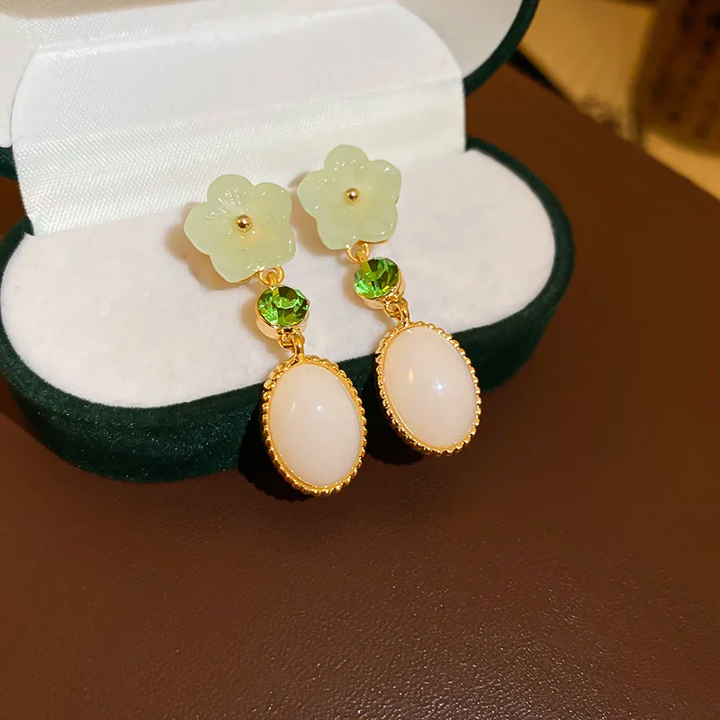 Серьги в китайском стиле с цветочным Цирконом и крючком для ушей женщин Милые