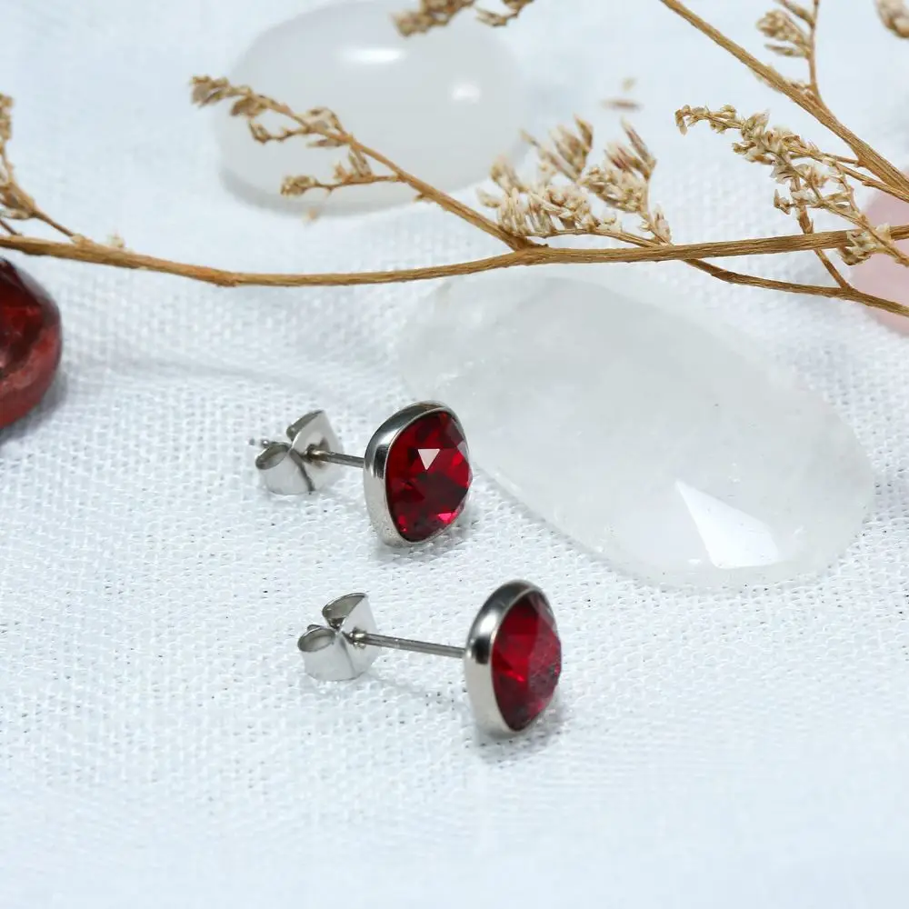 Серьги-гвоздики TGNEL из чистого титана с фианитом для чувствительных ушей 10 мм