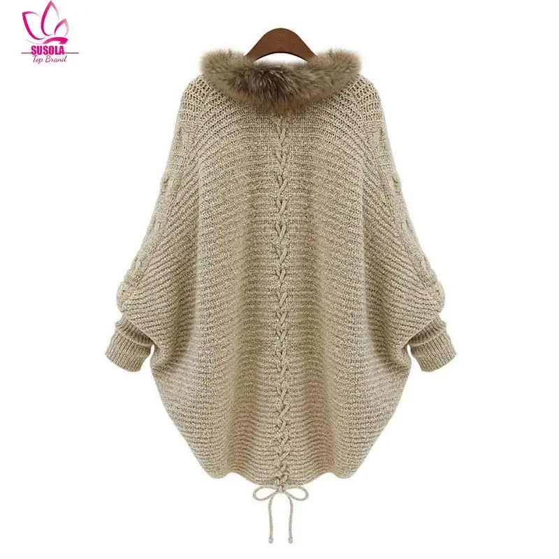 Женский трикотажный кардиган с рукавом летучая мышь воротником из