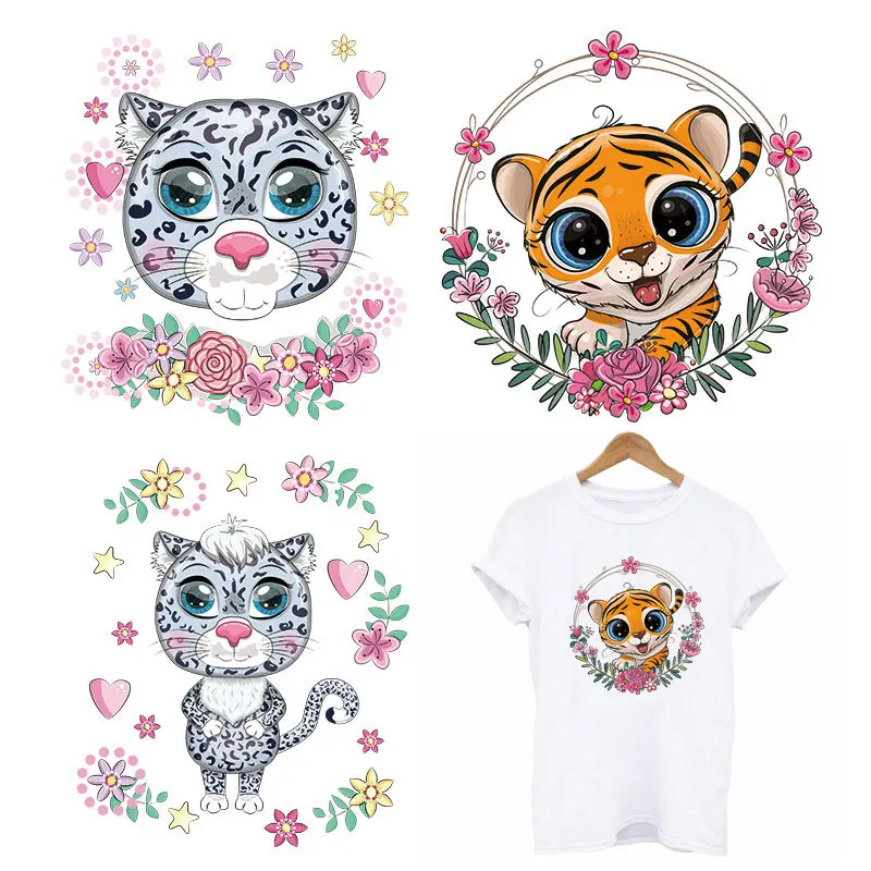 

Симпатичные наклейки на одежду С Рисунком Тигра, термоклейкие наклейки для одежды