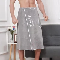 mens coral fleece bath skirt is anti empty and can wear bath towels for soft and absorbent swimming and bathing bathrobe