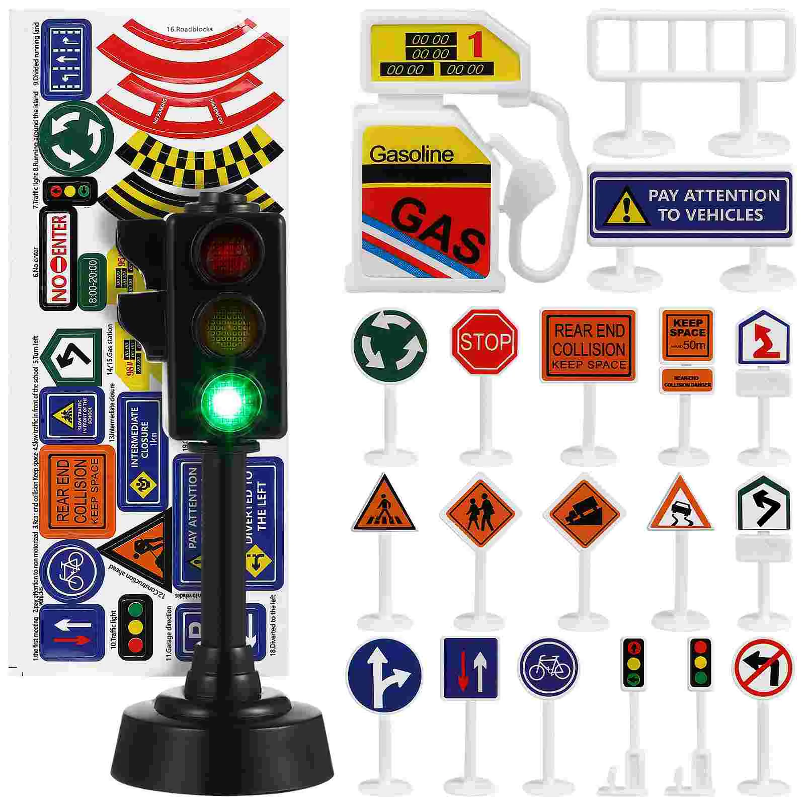 

56 Pcs Adhesive Tape Traffic Sign Toy Preschool Mini Road Signs Plastic Ornament