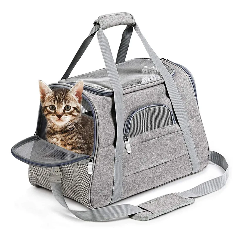 

Cat Dog Safety Locking Breathable Carriers For Travel Pet Softl Pets Zippers Bag Handbag Bag Portable With Foldable Transport
