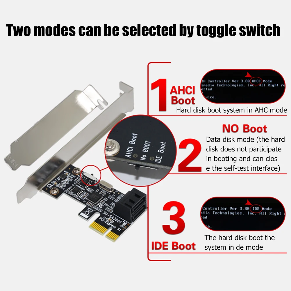 SA3001 2 порта SATA III PCIe Плата расширения 3 0 к PCI-e 1X карта контроллера PCI Экспресс