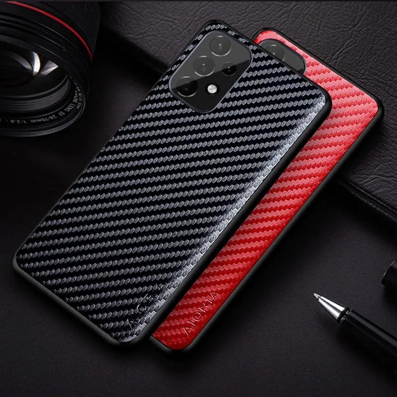 

Luxury Carbon Fibre Style Leather Cover For Samsung Galaxy A04 A12 A13 A14 A22 A23 A32 A33 A42 A52 A53 A54 A72 A73 4G 5G Cases