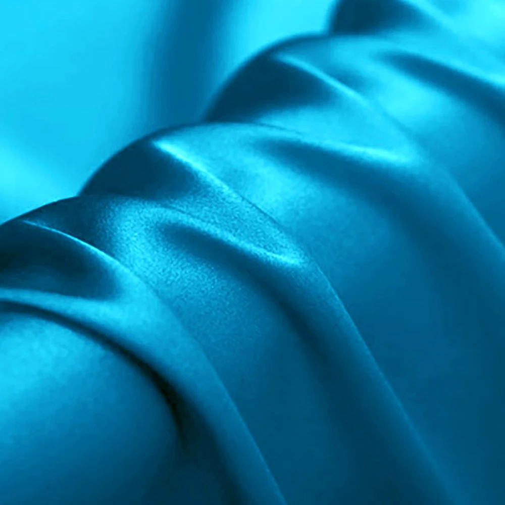

[Clearance Sale]SILK STRETCH SATIN Fabric 16momme 108cm width 95% Natural Silk Fabric+5% Spandex Peacock Blue Color