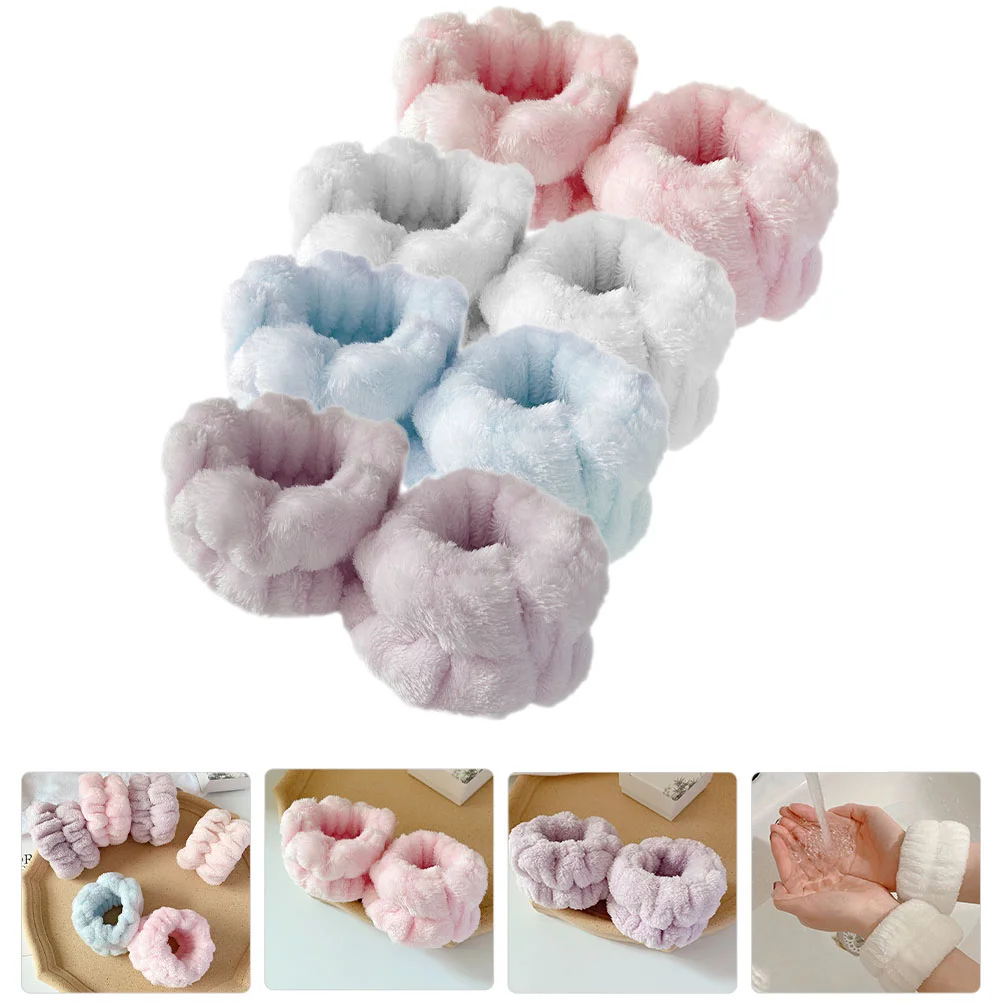 

4 Pairs of Face Wash Wristbands Portable Wrist Bands Face Washing Wristbands Absorbent Wristbands