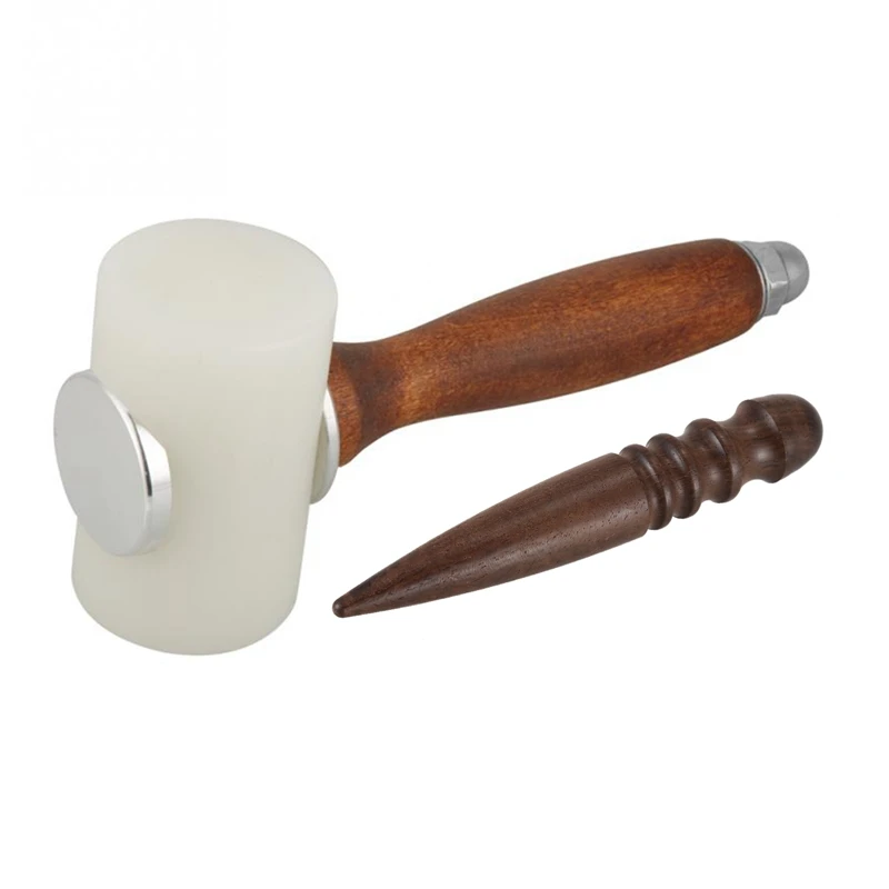 

1 Pcs Leather Craft Wooden Stick Edge Burnisher Polishing Tool Black & 1 Pcs Handheld T Shape Leather Carving Hammer