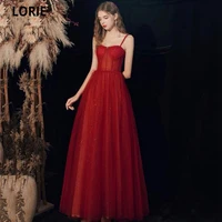 lorie red prom dresses 2022 a line glitter tulle long party gown christmas robes de cocktail dress for teens robes de soir%c3%a9e
