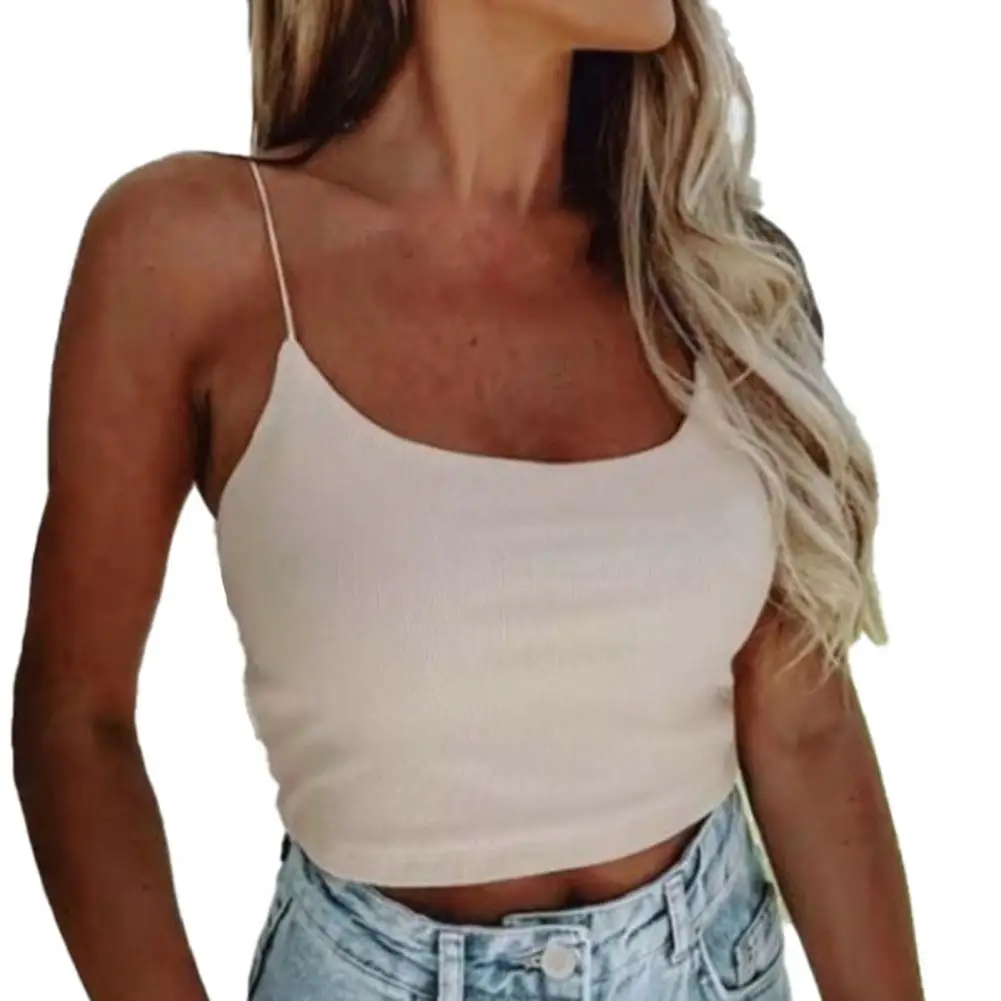 

Casual Women Tank Top 2022 Summer Scoop Neck Sleeveless Ribbed Women Vest Lady Solid Color Sling Crop Top Streetwear