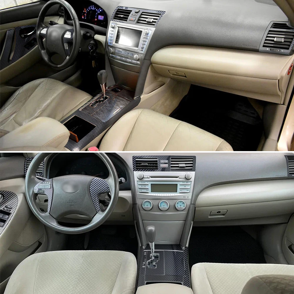 Фото Для Toyota Camry Aurion XV40 2007-2011 автомобильный Стайлинг из углеродного волокна салона автомобиля центральная консоль цветная молдинг наклейка наклейки детали №2
