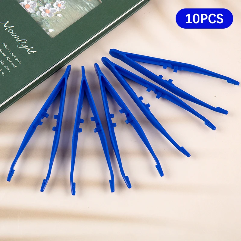 

10Pcs Plastic Blue Tweezers Medical Beads Small Disposable Tweezers Tools Forceps First Aid Kit Accessories