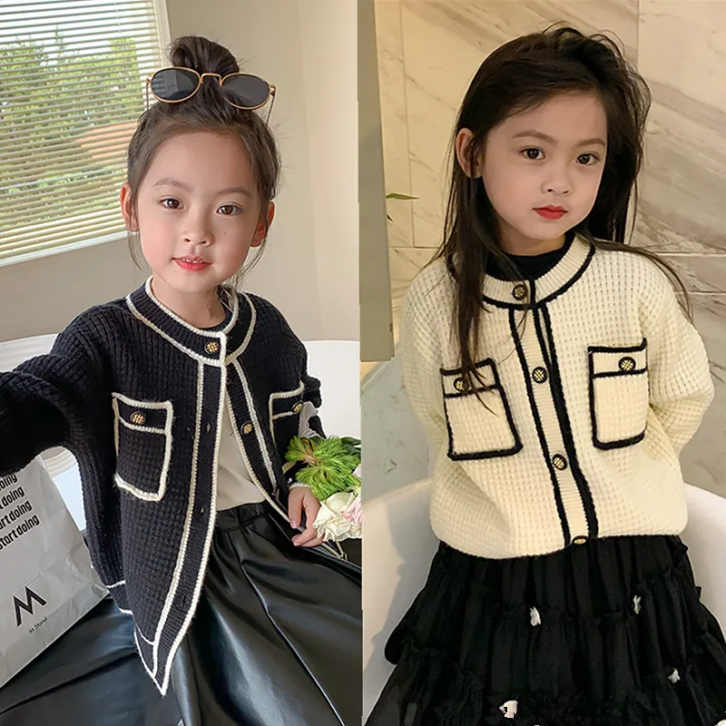 

Girl outfit Autumn kids ladies sweater coat For baby Girls Coat Children Clothes winter Fashion knitted Baby Snowsuit 1-8 year