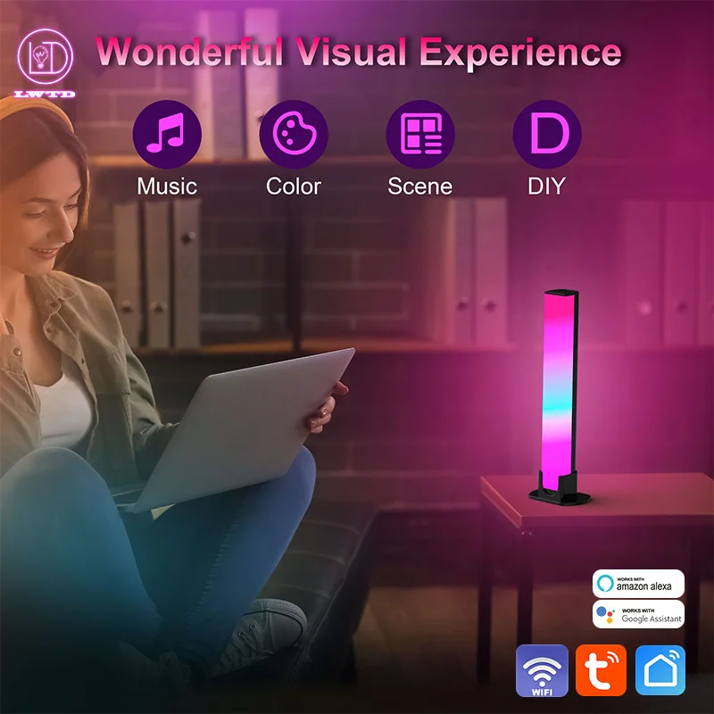 

LED Pickup Light RGBIC Sound Control Lamp Bar TV Computer Desktop Light WIFI App Control Music Rhythm Lights Ambient LED Lamps