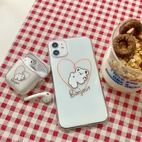 tansparent heart dog phone case cartoon decoration couple gift phone case for iphone 13 12 11 pro x xr xs max protection case