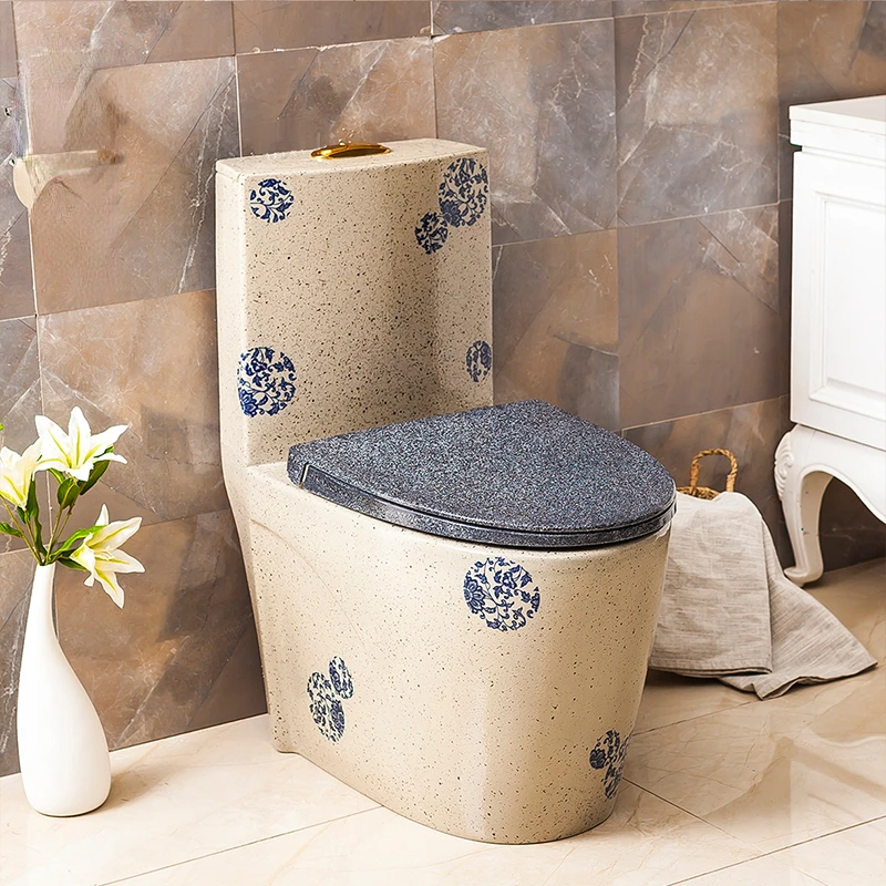 

Chinese Siphon Toilet Vintage Toilet Ceramic Flush Toilet Buffer Household Fake Antique Blue and White