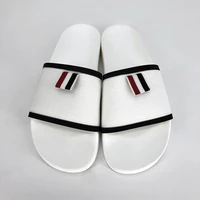 tb thom luxury brand slipper summer korean design white leather stripes women sandals concise beach daily outdoor male sneakers