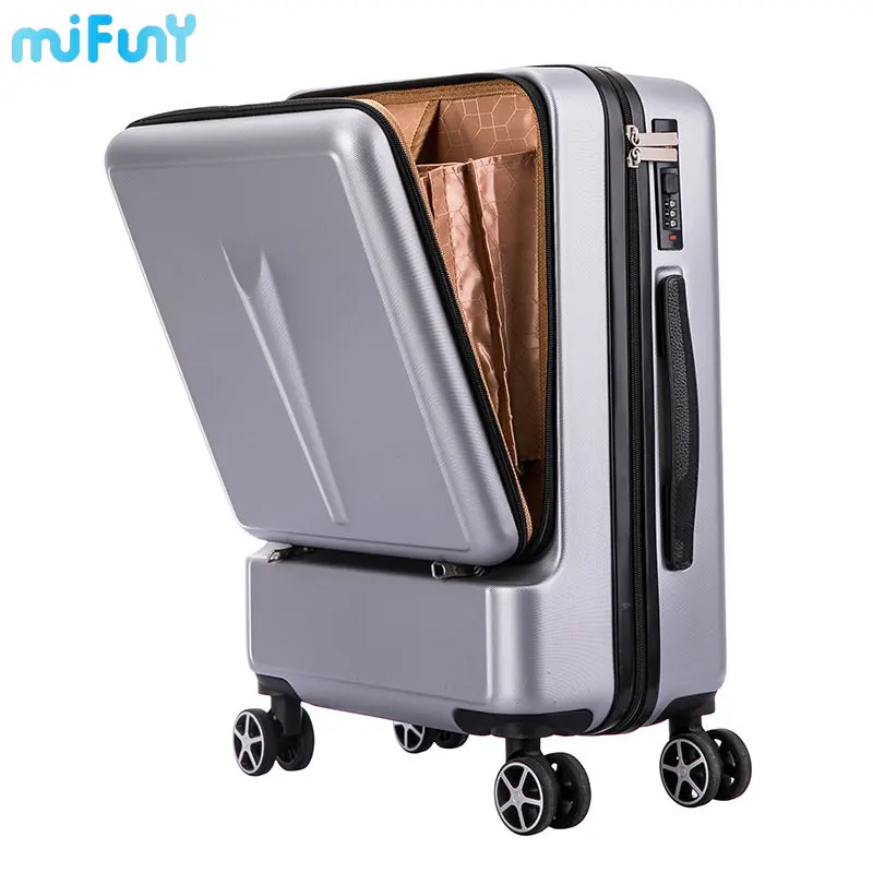 MiFuny Rolling Luggage Carry on Luggage with Wheels Double Opening Front Rear Trolley Business Travel Password Boarding Suitcase