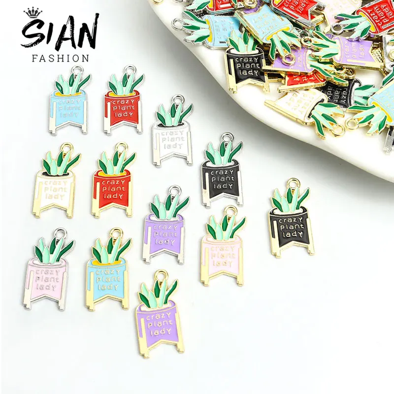 

10pcs Enamel Green Plant Pendant Charms Candy Color Drop Oil Charms DIY Alloy Accessories Jewelry Making Findings Necklace Gift