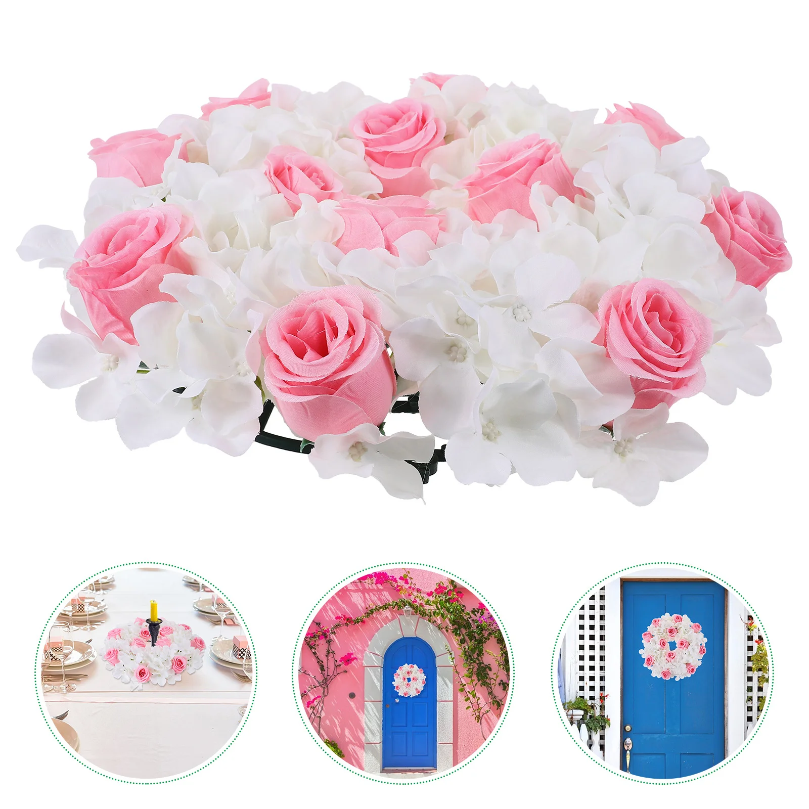 

Candlestick Garland Artificial Rings Rose Flower Wreath Elegance Hanging Silk For Pillars Wreaths