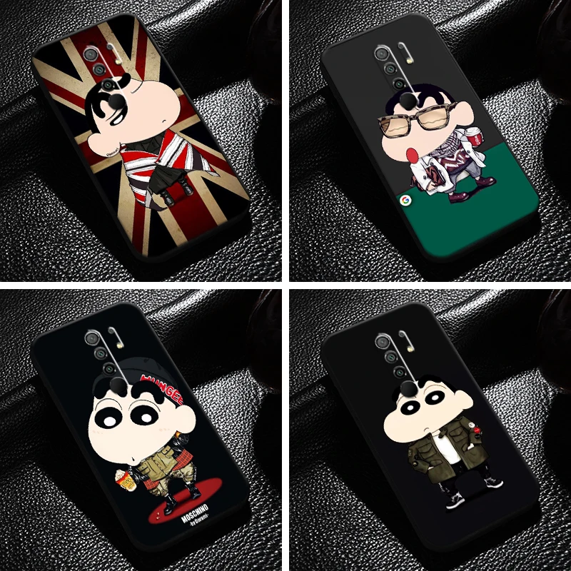 

Cartoon Crayon Shin-chan For Xiaomi Redmi 9 6.53 Inch Phone Case Soft Black Silicone Cover Coque TPU Back