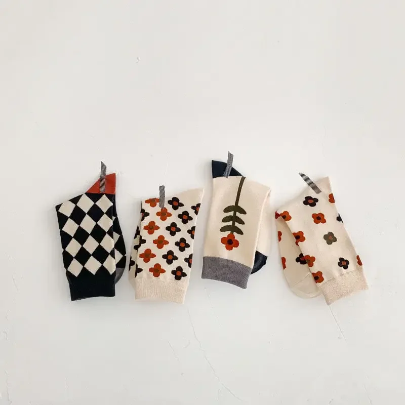 Носки Женские носки-трубы с ромбами Чулки в студенческом стиле трендовые