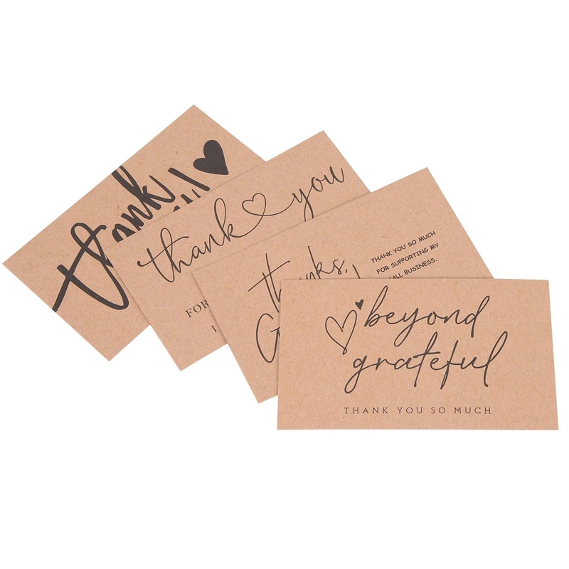 

120 Pcs Exquisite Kraft Paper Thank You Cards ,For Small Business Appreciation Card Gift Decoration Cards