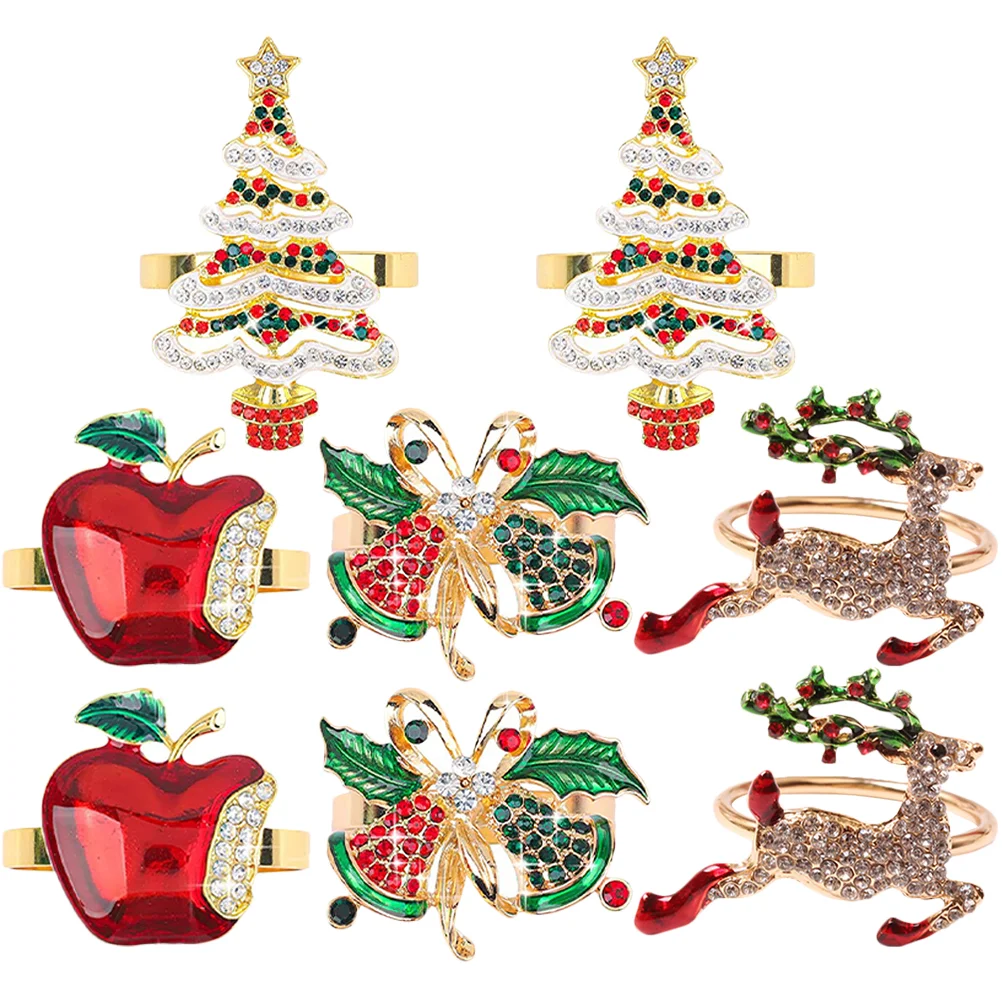 

Napkin Christmas Rings Ring Napkins Holder Dinnertable Holders Buckle Tree Serviette Holiday Partyserviettes Wedding Decor Gold