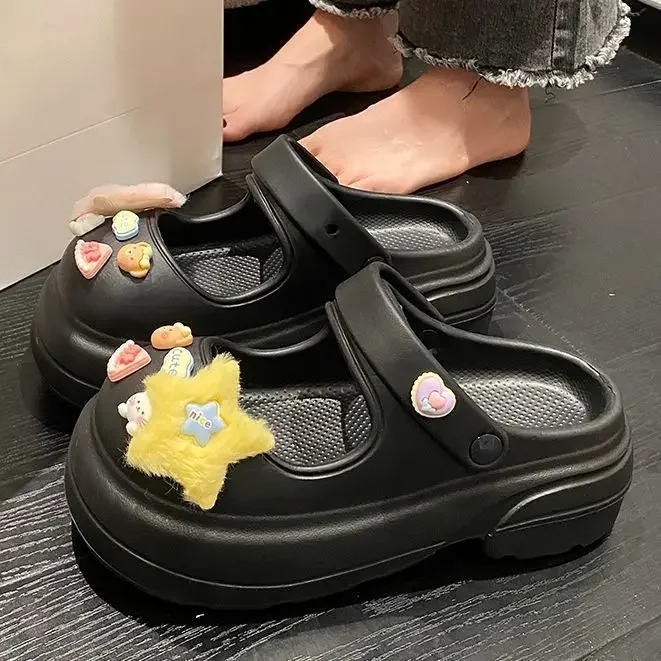 Милые сандалии из губки EVA со звездами нескользящая пляжная одежда на толстой