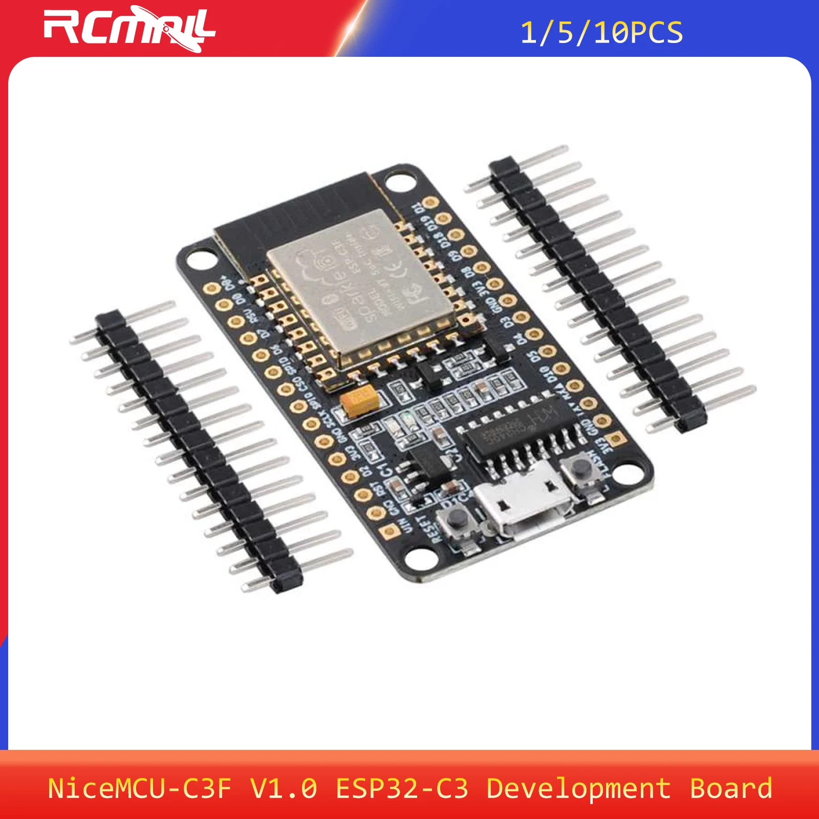 Фото 1/5/10 шт. NiceMCU-C3F V1.0 ESP32-C3 WiFi + Bluetooth плата для разработки, 32-битный одноядерный процессор RISC-V, 4 МБ флэш-памяти для Arduino №2