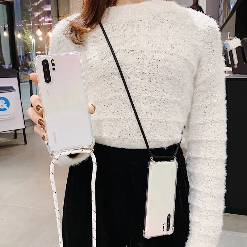 

Чехол для Huawei P20 Lite P30 Lite/Pro P40 Lite/Pro P Smart 2019/2020/2021 Mate40 Pro/30 Lite с цепочкой и ремешком через плечо