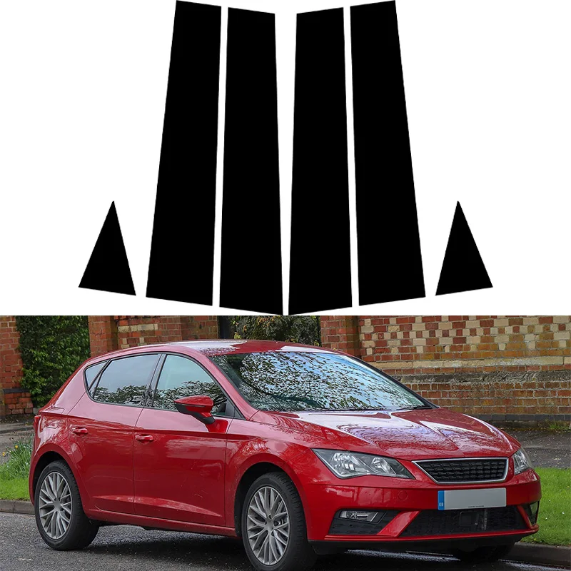 

Для Seat Leon MK2 Mk3 автомобильное окно, дверь, колонна B C, стойка столба, глянцевая черная защитная отделка, наклейки для ПК, аксессуары