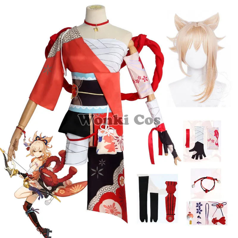 Game Genshin Impact Naganohara Yoimiya Cosplay Costumes Genshin Cosplay Wig Hair Costume