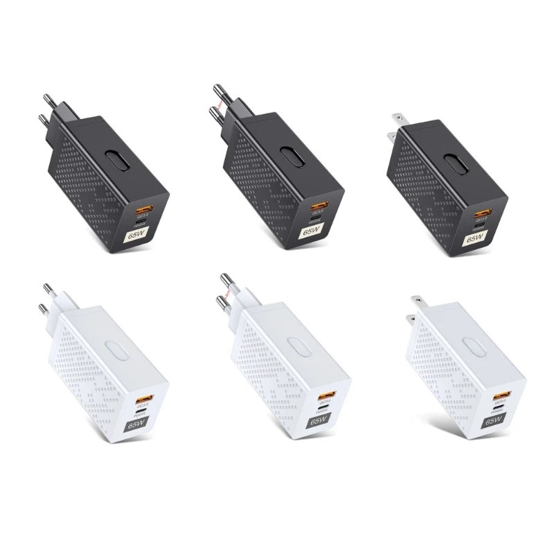 

65W GaN Charger USB Type C PD QC 3.0 US/EU Plug Quick Charger Adapter for Lapto