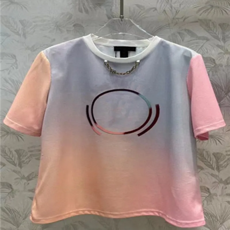 

Women O-Neck T-shirts and Elastic High Waist Shorts Casual Sporty Style with Fantasic Candy Mixure Color and Chain Decorations