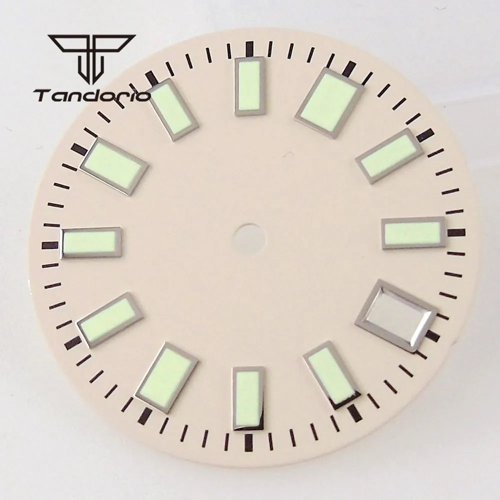 

29mm 62mas Watch Dial Green Luminous Date Window Fit NH35/NH35A Automatic Movement White/Black/Blue/Gray Color Sunburst Face