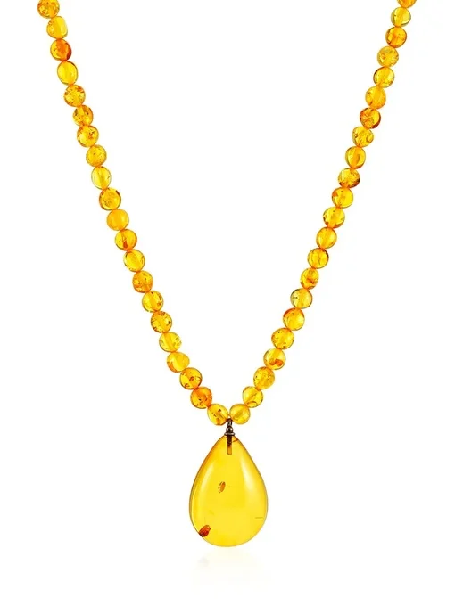 Изящное колье из натурального янтаря лимонного цвета Лаура |