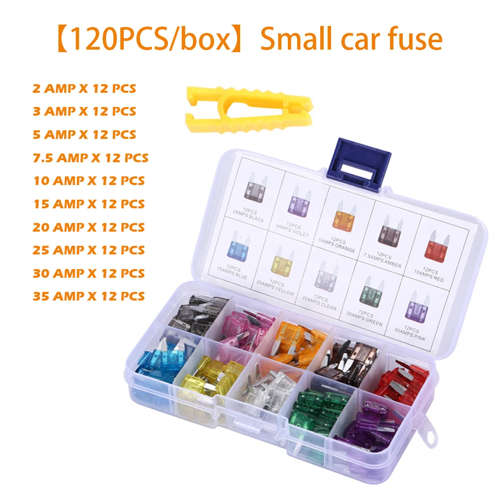 

120Pcs Kit Car Fuse Assortment Automotive Fuses Spare Parts Accessories