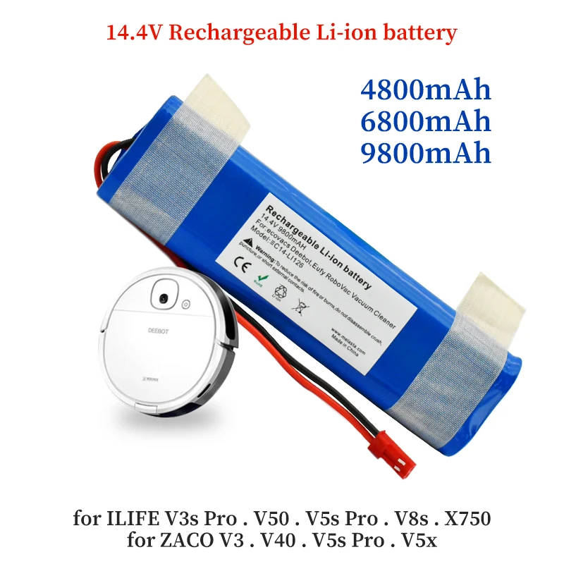 

2022 New Echte 14.4 V 6800mah 18650 Lithium-Batterie F ür ILIFE V3s Pro, V50, V5s Pro, V8s, x750 Roboter-staubsauger Batterie