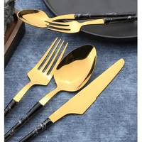 dinnerware cutlery set gold tableware set abs handle stainless steel 304 spoon fork spoon tableware kitchen spoon and fork set