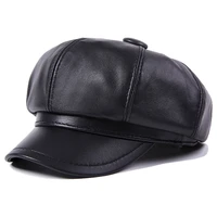 2022 new military tactical cap for men autumn womens sheepskin leather newsboy caps luxury hat elegant lady genuine leather cap