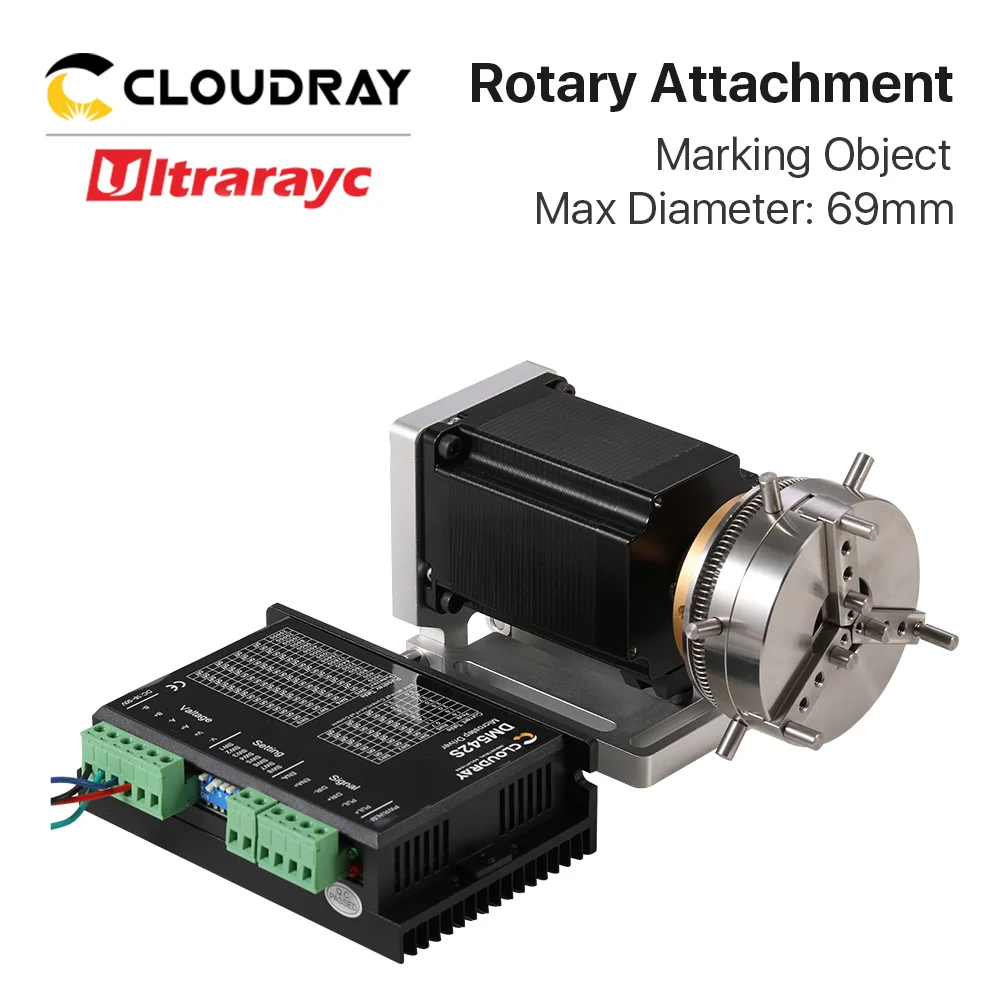 Ultrarayc Rotary Device Diameter 69mm Rotary Expansion Axis + Driver for Fiber Laser Marking Machine & Co2 Engraving Machine