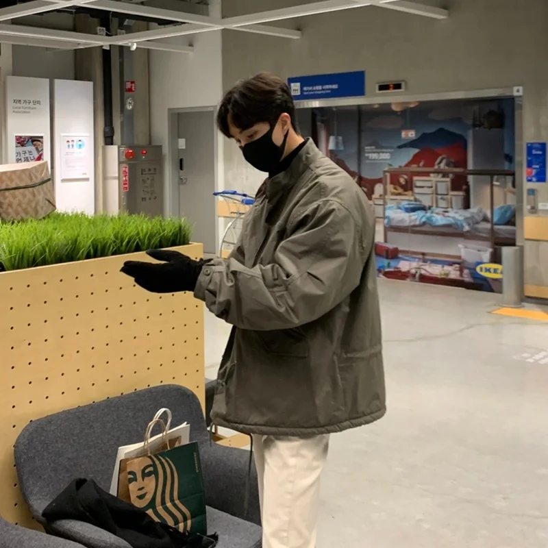 Winter Jacket Men Warm Fashion Casual Thicken Lamb Wool Jackets Mens Streetwear Korean Loose Thick Short Coat Mens Parker M-2XL